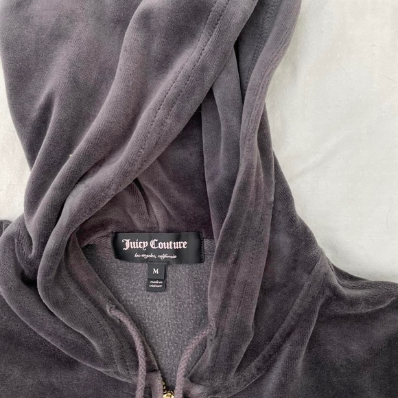 Grey Velour Juicy Couture Zip-Up Hoodie - Picture 3 of 4